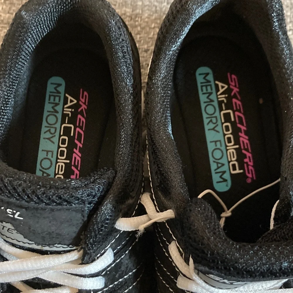 Skechers Black and White Lace-Up Athletic Sneakers - Picture 5 of 6
